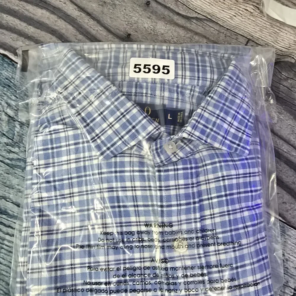 Polo Ralph Lauren Button Up Shirt Mens Large Blue Plaid Flesh Pony Preppy Long S